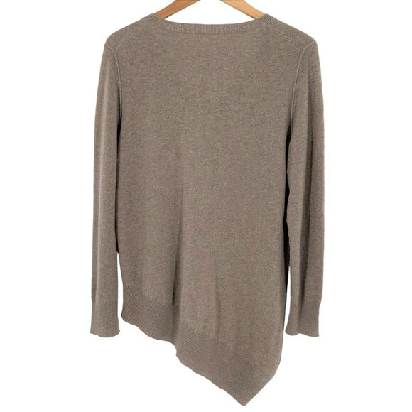 360 Cashmere Fawn Brown 100% Cashmere Asymmetrical V-Neck Sweater Size Large - Picture 3 of 4